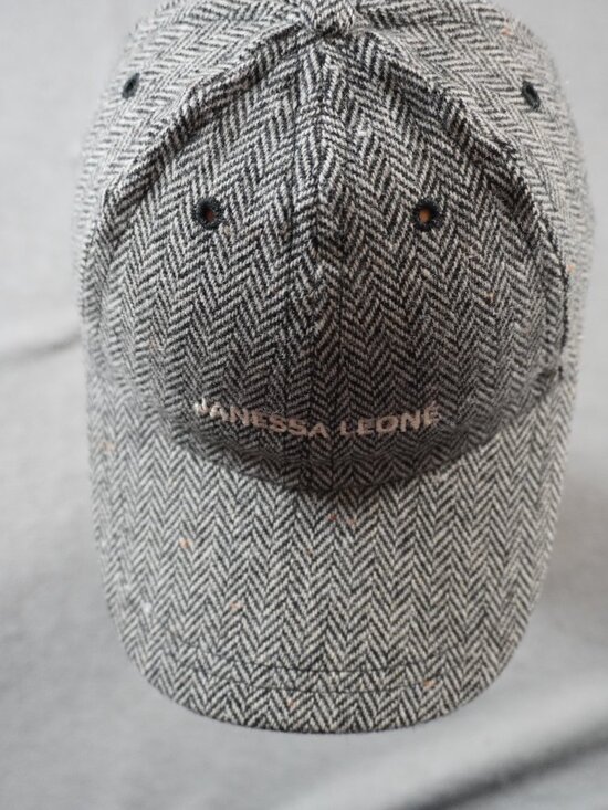 Janessa Leone Eden Hat Cap Womens One Size Gray Herringbone Wool Strap Back main image 6
